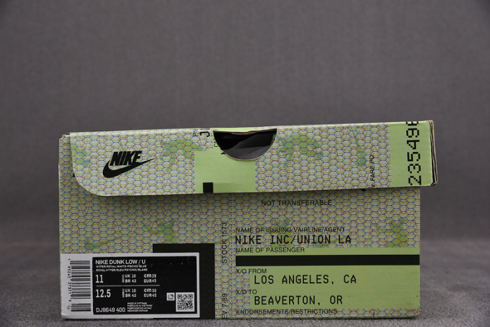 union x nike dunk low blue dj9649-400