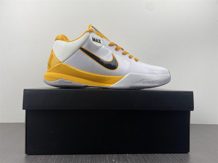 nike zoom kobe 5 white black yellow 386430-104