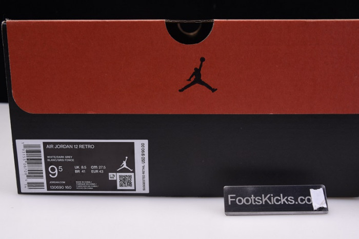 air jordan 12 gs white / dark grey 153265-160